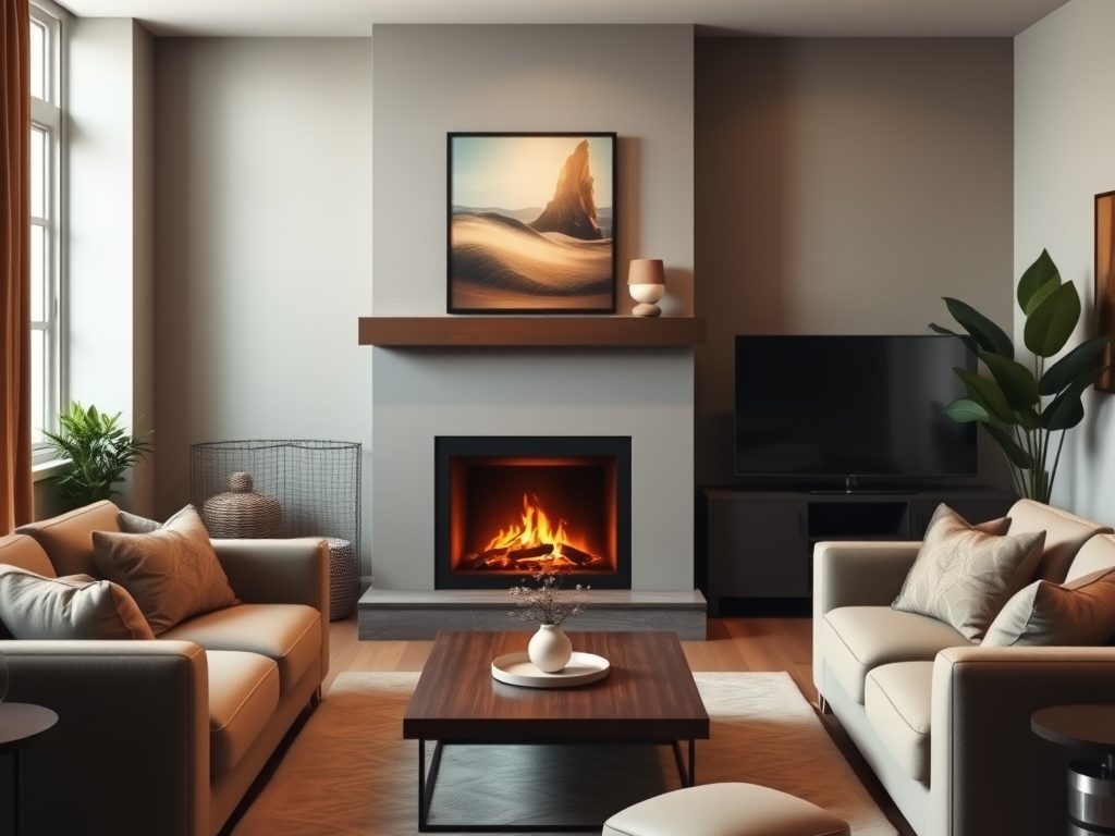 Kominek i telewizor w salonie: jak zaplanować układ mebli dla komfortu i stylu